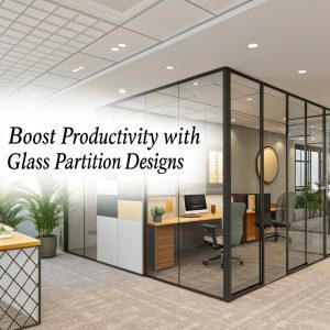 a glass wall in an office